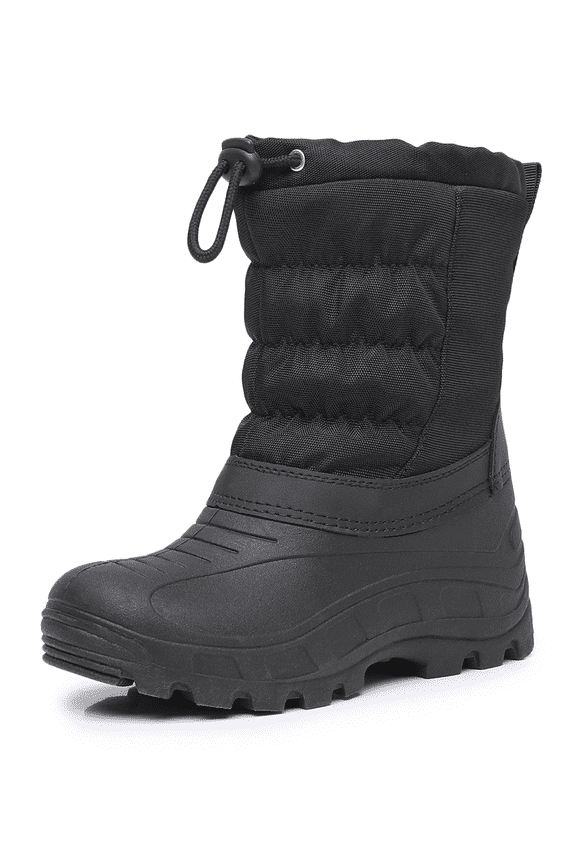 Boys Girls Snow Boots Outdoor Slip Resistant Insulated Waterproof Winter Snow Boots (Color : Black, Size : 2 Little Kid)