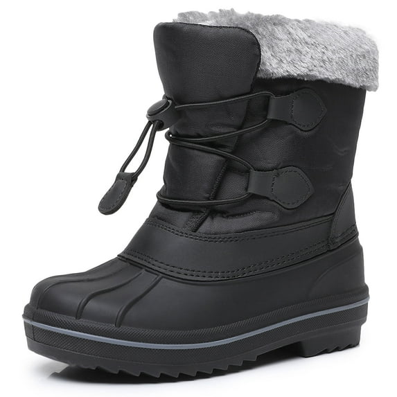 Apakowa Boys Girls Snow Boots Outdoor Slip Resistant Insulated Waterproof Winter Snow Boots (Color : Black, Size : 5 Big Kid)