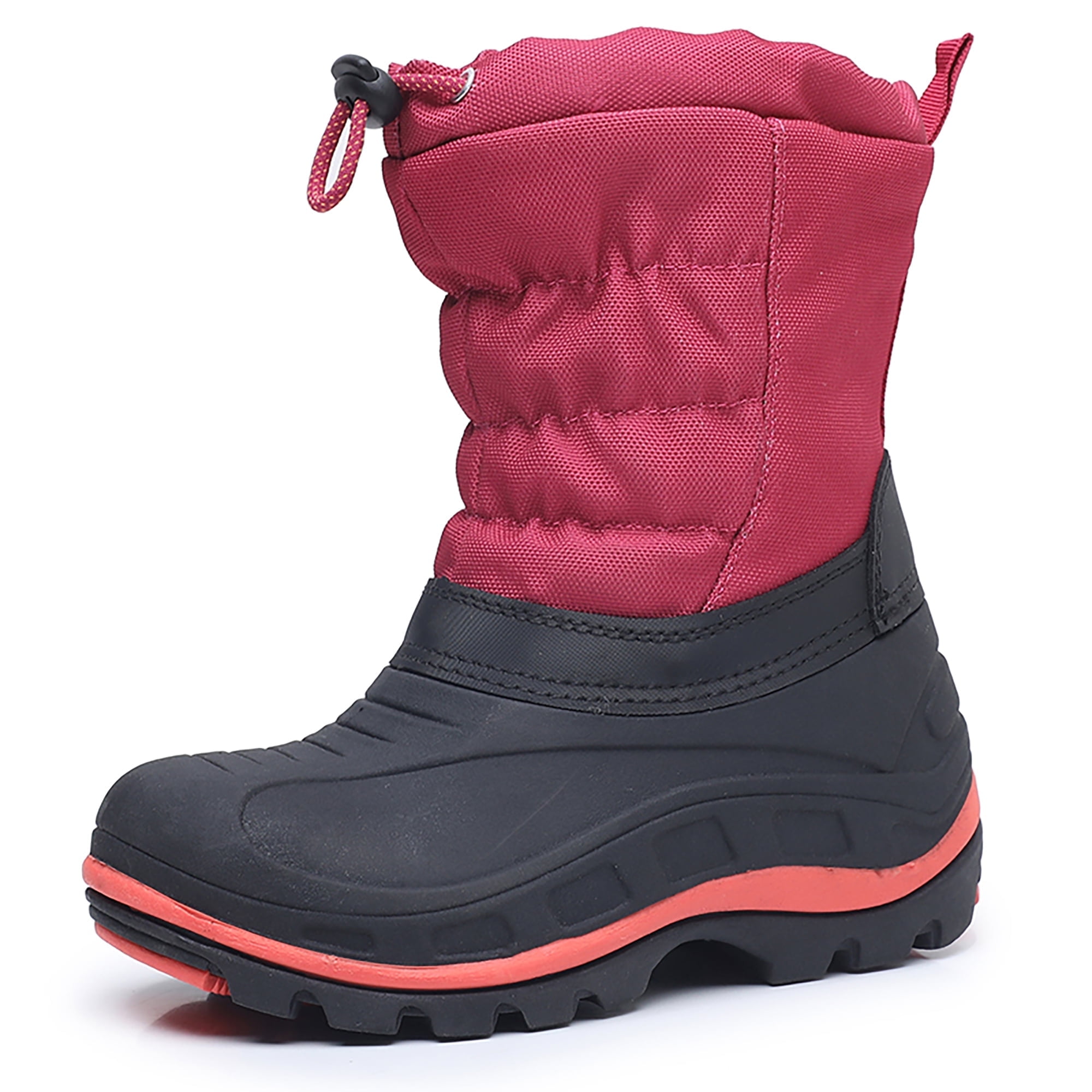 Apakowa Boys Girls Snow Boots Outdoor Slip Resistant Insulated Waterproof Winter Snow Boots Color BlackBurgundy Size 11.5 Little Kid Walmart