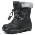 thumbnail image 1 of Apakowa Boys Girls Snow Boots Outdoor Slip Resistant Insulated Waterproof Winter Snow Boots (Color : BlackGrey, Size : 2 Little Kid), 1 of 8