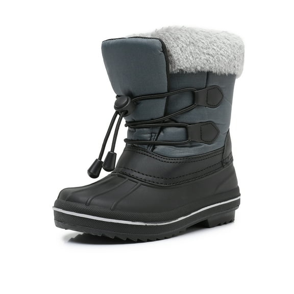Apakowa Boys Girls Snow Boots Outdoor Slip Resistant Insulated Waterproof Winter Snow Boots (Color : Grey, Size : 10 Toddler)