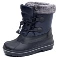 thumbnail image 1 of Apakowa Boys Girls Snow Boots Outdoor Slip Resistant Insulated Waterproof Winter Snow Boots (Color : Navy, Size : 2 Little Kid), 1 of 2