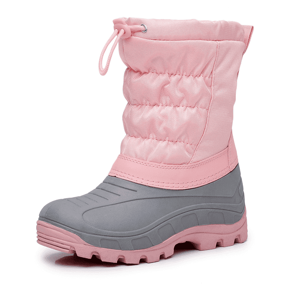 Apakowa Boys Girls Snow Boots Outdoor Slip Resistant Insulated Waterproof Winter Snow Boots (Color : Pink, Size : 1 Little Kid)