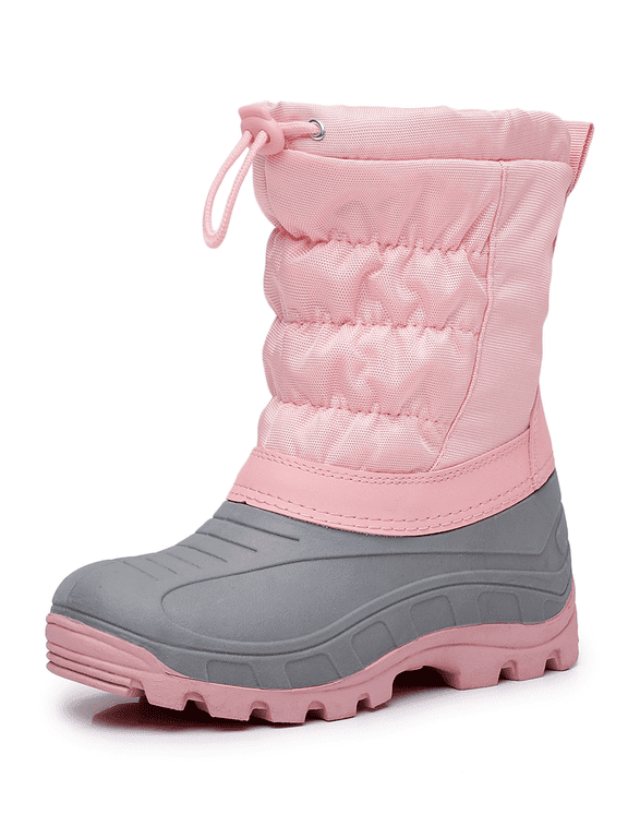 Boys Girls Snow Boots Outdoor Slip Resistant Insulated Waterproof Winter Snow Boots (Color : Pink, Size : 1 Little Kid)