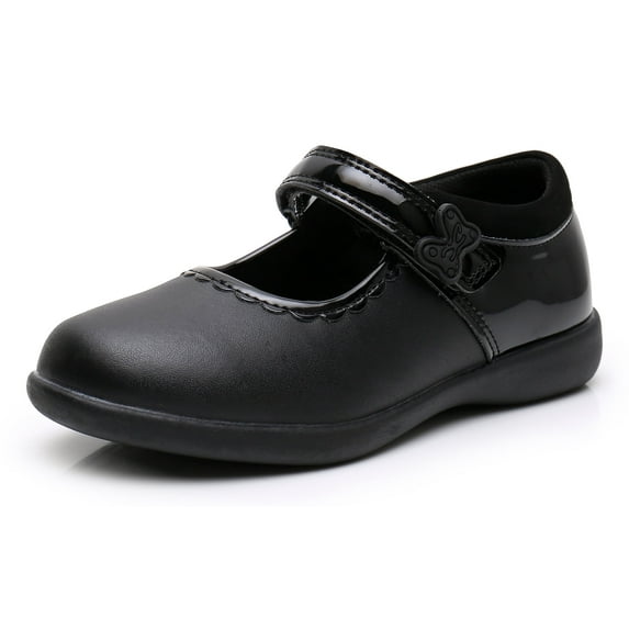 Apakowa Girl's Mary Jane School Uniform Shoes,Black,3 Little Kid