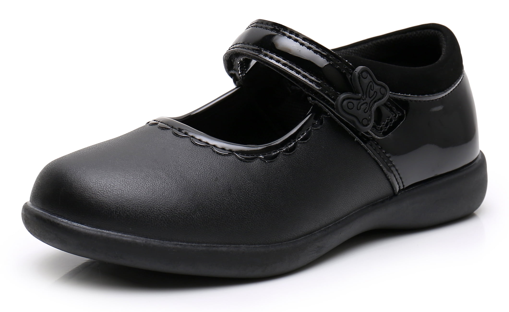 Apakowa Girl's Mary Jane School Uniform Shoes,Black,4 Big Kid