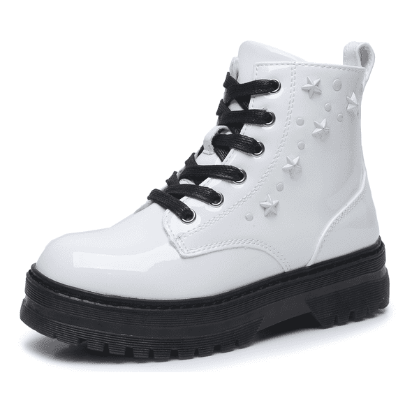 Girls Ankle Boots Lace Up Waterproof Combat Shoes With Side Zipper (Toddler/Little Kid/Big Kid)