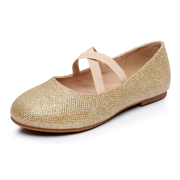 Apakowa Girls Ballerina Dress Shoes Mary Jane Flats Princess Wedding Party (Color : Gold, Size : 3 Little Kid)