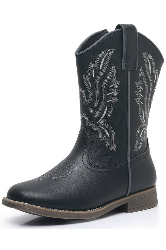 Kids Cowboy Boots - Cowboy and Cowgirl Boots for Boys and Girls, Mid-Calf Square Toe Western Rodeo Boots with Embroidery and Side Zipper (Toddler/Little Kid/Big Kid)