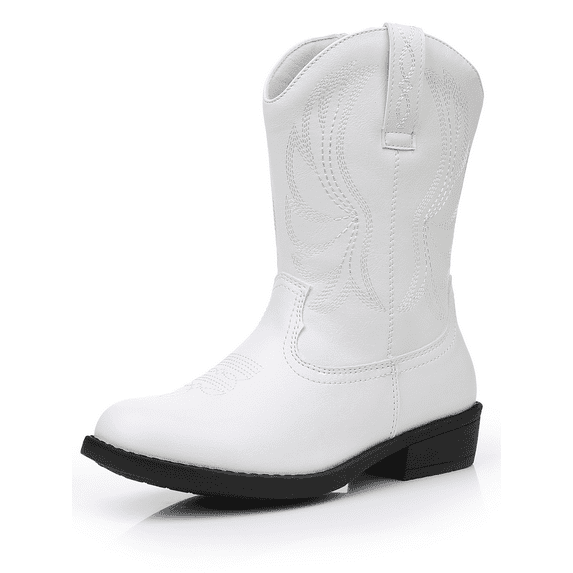 Apakowa Girls Cowboy Boots Side Zipper Cowgirl Boots Embroidered Western Style Toddler Little Kid Big Kid