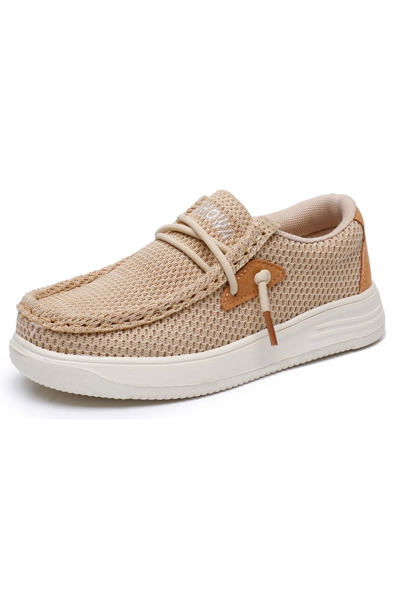 Kids Boys Girls Slip-On Casual Loafers Walking Shoes Comfortable & Lightweight (Color : Beige, Size : 13 Little Kid)