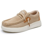 Apakowa Kids Boys Girls Slip-On Casual Loafers Walking Shoes Comfortable & Lightweight Color Beige, Size 5 Big Kid