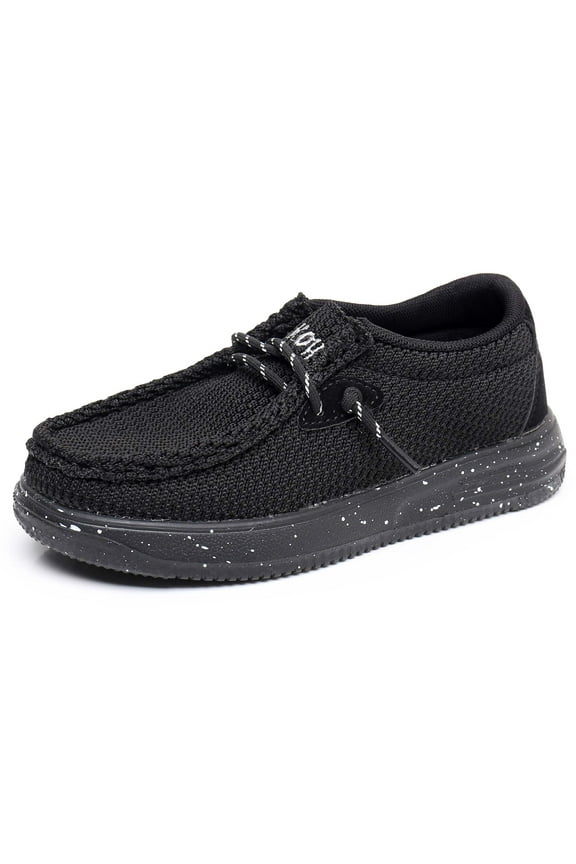 Kids Boys Girls Slip-On Casual Loafers Walking Shoes Comfortable & Lightweight (Color : Black, Size : 4 Big Kid)