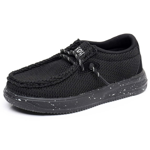 Apakowa Kids Boys Girls Slip-On Casual Loafers Walking Shoes Comfortable & Lightweight (Color : Black, Size : 4 Big Kid)