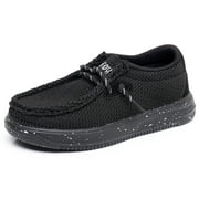 Apakowa Kids Boys Girls Slip-On Casual Loafers Walking Shoes Comfortable & Lightweight (Color : Black, Size : 7 Toddler)