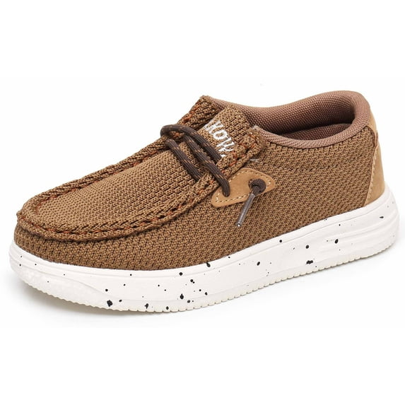 Apakowa Kids Boys Girls Slip-On Casual Loafers Walking Shoes Comfortable & Lightweight (Color : Brown, Size : 10 Toddler)