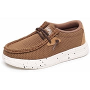 Apakowa Kids Boys Girls Slip-On Casual Loafers Walking Shoes Comfortable & Lightweight Color Brown, Size 13 Little Kid