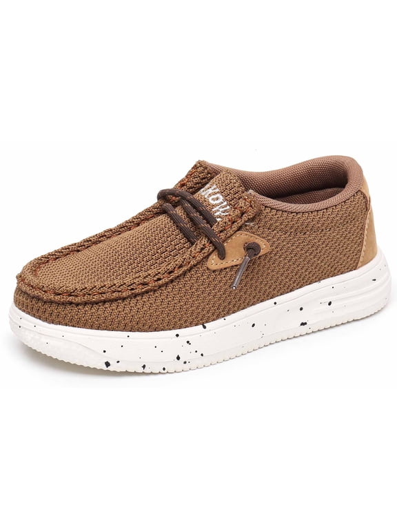 Kids Boys Girls Slip-On Casual Loafers Walking Shoes Comfortable & Lightweight (Color : Brown, Size : 13 Little Kid)