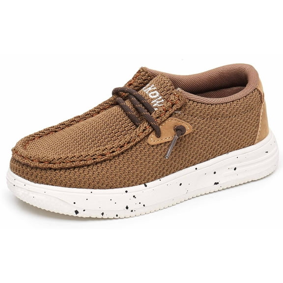 Apakowa Kids Boys Girls Slip-On Casual Loafers Walking Shoes Comfortable & Lightweight (Color : Brown, Size : 8 Toddler)