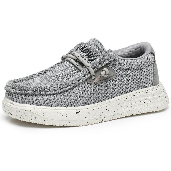 Apakowa Kids Boys Girls Slip-On Casual Loafers Walking Shoes Comfortable & Lightweight (Color : Grey, Size : 1 Little Kid)