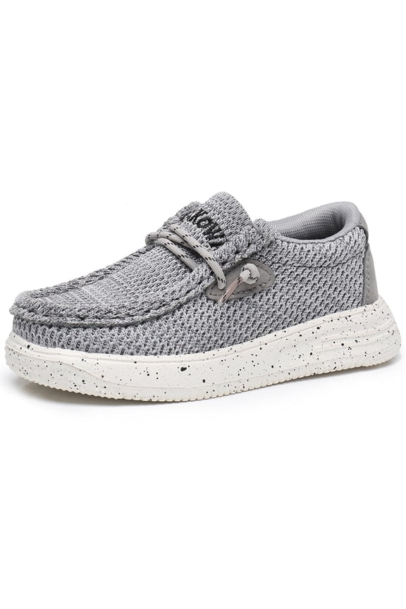 Kids Boys Girls Slip-On Casual Loafers Walking Shoes Comfortable & Lightweight (Color : Grey, Size : 2 Little Kid)