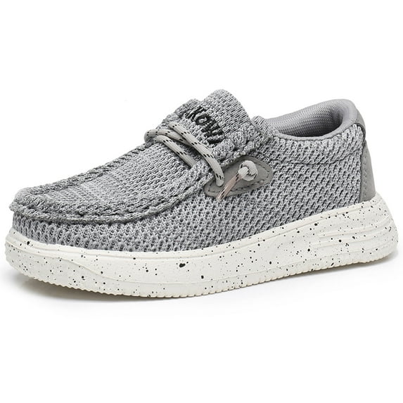 Apakowa Kids Boys Girls Slip-On Casual Loafers Walking Shoes Comfortable & Lightweight (Color : Grey, Size : 5 Big Kid)