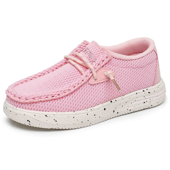 Apakowa Kids Boys Girls Slip-On Casual Loafers Walking Shoes Comfortable & Lightweight (Color : Pink, Size : 3 Little Kid)