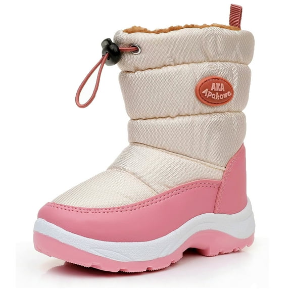 Apakowa Kids Boys Girls Snow Boots Side Zipper Water Resistant Warm Winter Boots (Toddler/Little Kid)
