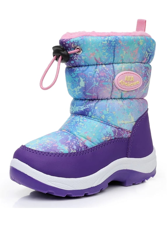 Kids Boys Girls Snow Boots Side Zipper Water Resistant Warm Winter Boots (Toddler/Little Kid)