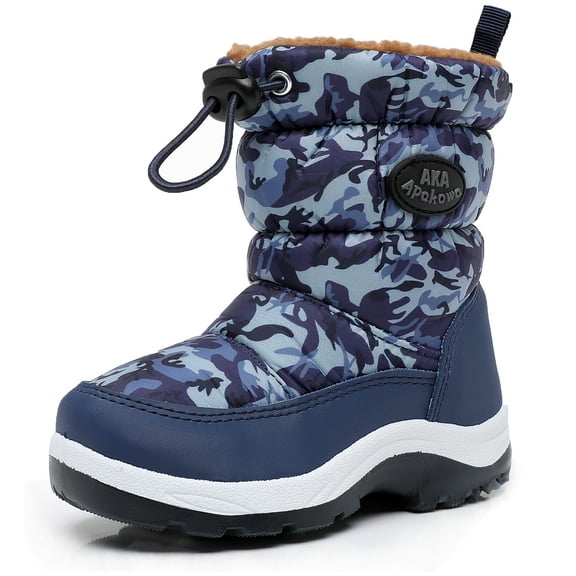 Apakowa Kids Boys Girls Snow Boots Side Zipper Water Resistant Warm Winter Boots (Toddler/Little Kid)