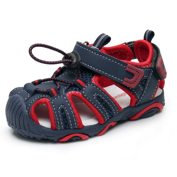 Apakowa Kids Boys Outdoor Athletic Sport Closed-Toe Sandals Boys Breathable Mesh Water Sandals Shoes (Color : Red, Size : 9 Toddler)
