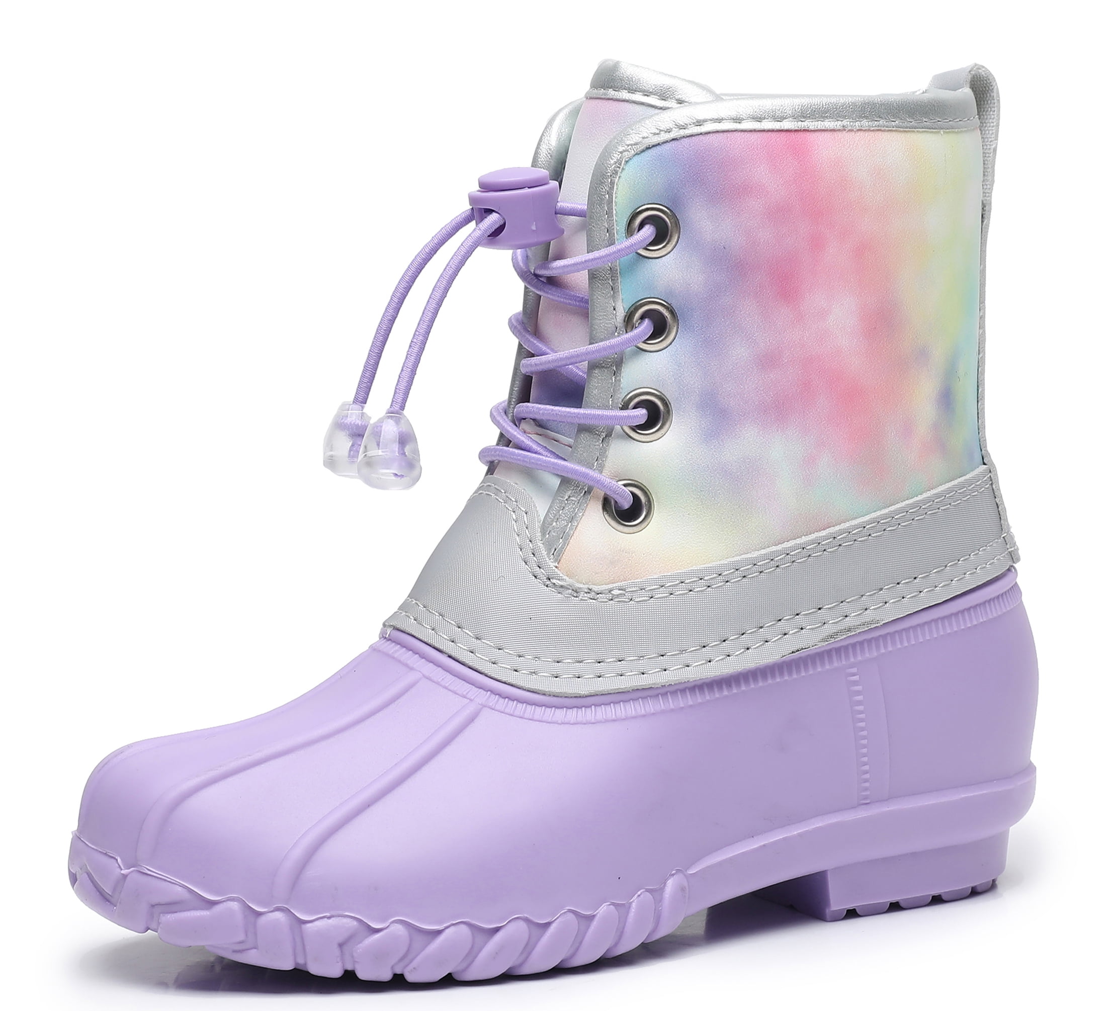 Apakowa Kids Girls Duck Boots Waterproof Rain Boot (Color Purple, Size 12 Little Kid