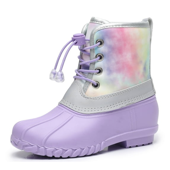 Apakowa Kids Girls Duck Boots Waterproof Rain Boot (Color : Purple, Size : 2 Little Kid)