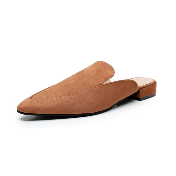 Apakowa Mules for Women Flats Comfortable Slip on Women Mules Pointed Toe Backless Loafers Shoes