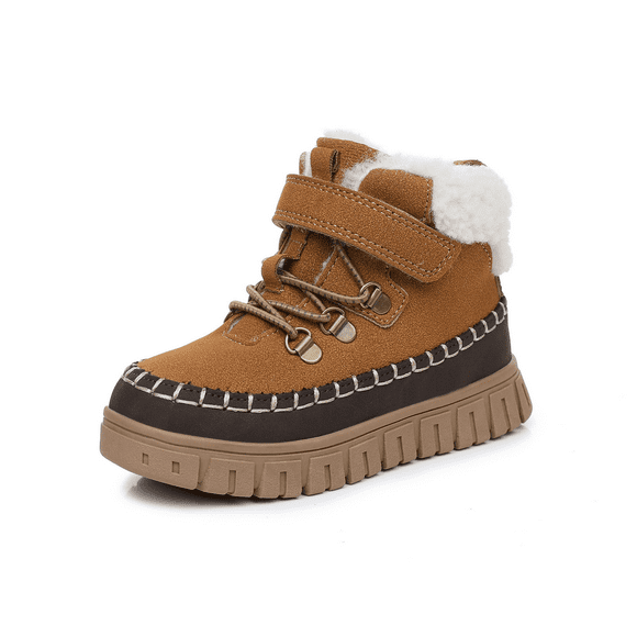 Apakowa Toddler & Little Kids Winter Boots for Boys and Girls – Cold Weather Non-Slip Outsole Boots Warm Plush Lining Hook-and-Loop Elastic Laces (Toddler/Little Kid)