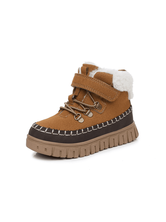 Toddler & Little Kids Winter Boots for Boys and Girls – Cold Weather Non-Slip Outsole Boots Warm Plush Lining Hook-and-Loop Elastic Laces (Toddler/Little Kid)
