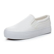 Apakowa Women Platform Fashion Sports Shoes Low-Top Casual Shoes (Color : White, Size : 10 )