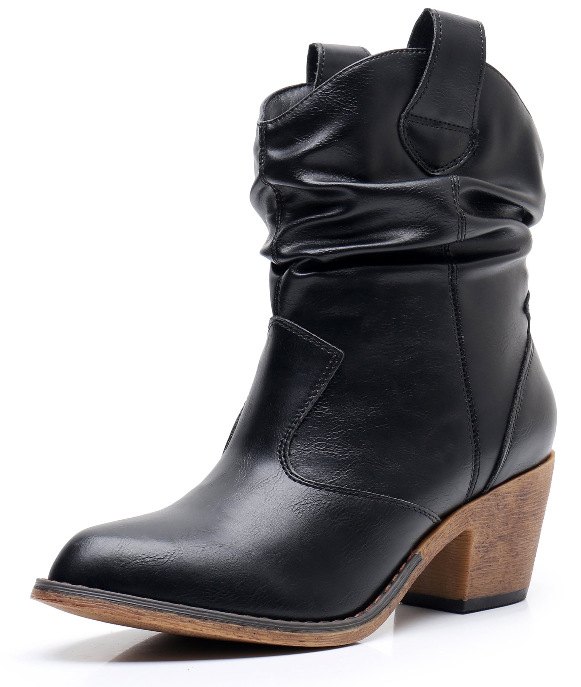 Apakowa Women's Modern Western Cowboy Distressed Boot with PullUp Tabs