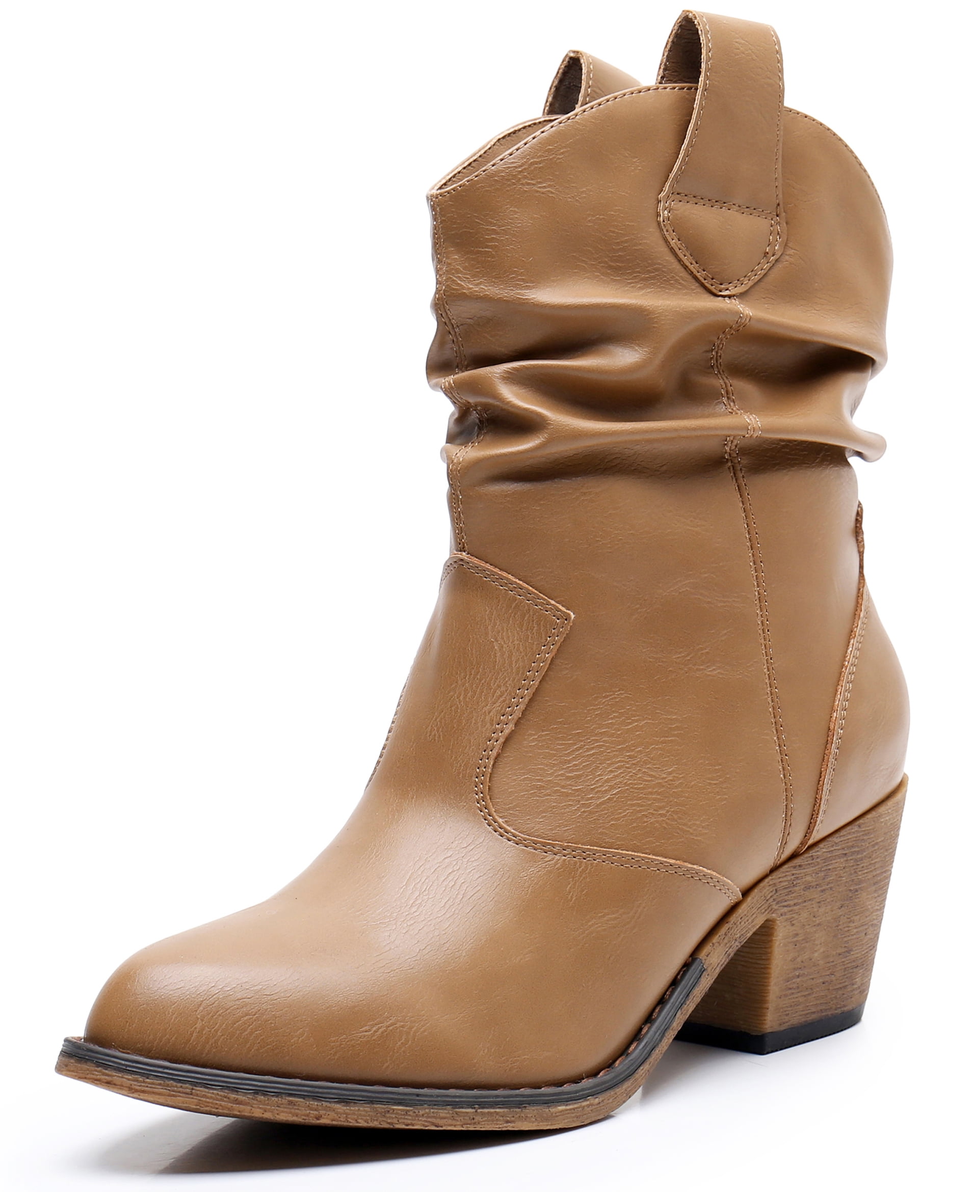 Apakowa Women's Modern Western Cowboy Distressed Boot with PullUp Tabs