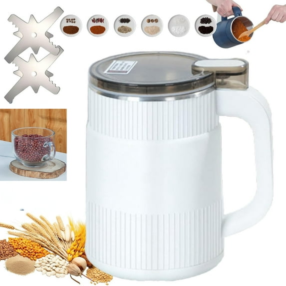 Aparntetit Large Capacity Electric Grinder for Home Use, Portable Mini Stainless Steel Electric Grain Grinder With 2 Blades, for Coffee Bean, Spices, Herbs, Nuts (B(With 2 Blades))