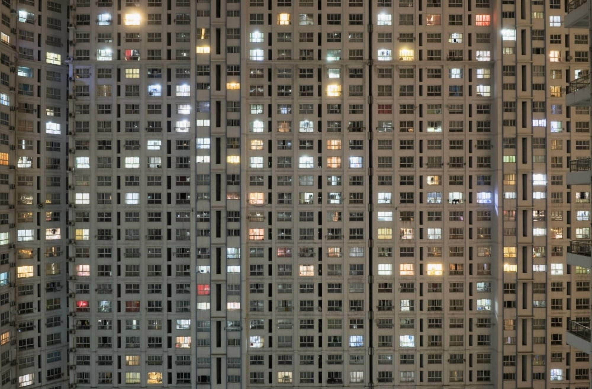 Apartment Block At Night Typical Accomodation Canvas Art - Elena Roman Durante Design Pics (19 x 12)