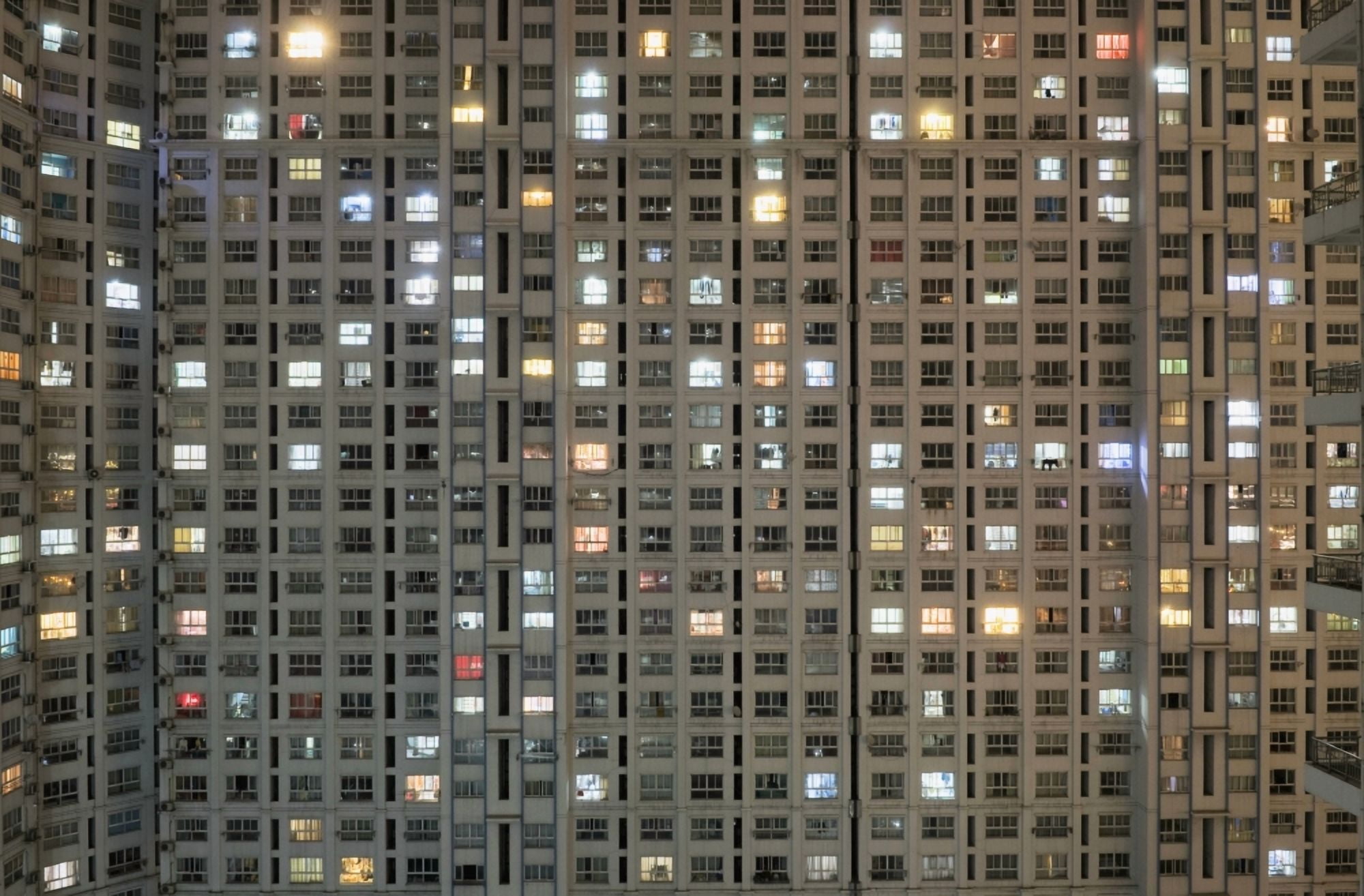 Apartment Block At Night Typical Accomodation Canvas Art - Elena Roman Durante Design Pics (38 x 24)