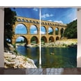 thumbnail image 1 of Ambesonne Nature Curtains 2 Panel Set, Roman Heritage, 108" x 90", Blue Green Tan, 1 of 3