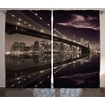 thumbnail image 1 of Ambesonne New York Curtains 2 Panel Set, USA America Skyline, 108" x 90", Pale Brown Dried Rose, 1 of 3