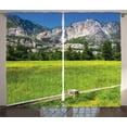 thumbnail image 1 of Ambesonne Nature Curtains 2 Panel Set, Yosemite Falls Country, 108" x 90", Green Blue, 1 of 3