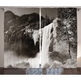 thumbnail image 1 of Ambesonne Nature Curtains 2 Panel Set, Waterfalls in Yosemite, 108" x 90", Black White, 1 of 3