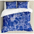 thumbnail image 1 of Apartment Decor Queen Size Duvet Cover Set, Metamorphic Marble with Vibrant Fragmented Pieces and Veins Limestone Art Decor, Decorative 3 Piece Bedding Set with 2 Pillow Shams, Blue, by Ambesonne, 1 of 3