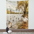 thumbnail image 1 of Apartment Decor Tapestry, Prague Charles Bridge and Old Town Czech Republic Riverside View with Swans, Wall Hanging for Bedroom Living Room Dorm Decor, 40W X 60L Inches, Gold Grey, by Ambesonne, 1 of 5