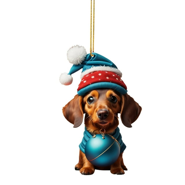Apartment Essentials,2D Acrylic Christmas Dog Christmas Tree Ornament