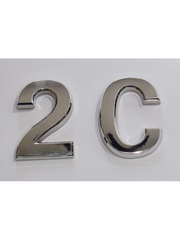 Apartment Number 2C Sign/Mailbox Number Sign, Door Number Sign. (Silver,3D, Size 2.75 x 1.75, Comes with Double Sided Tape)- The Maple line